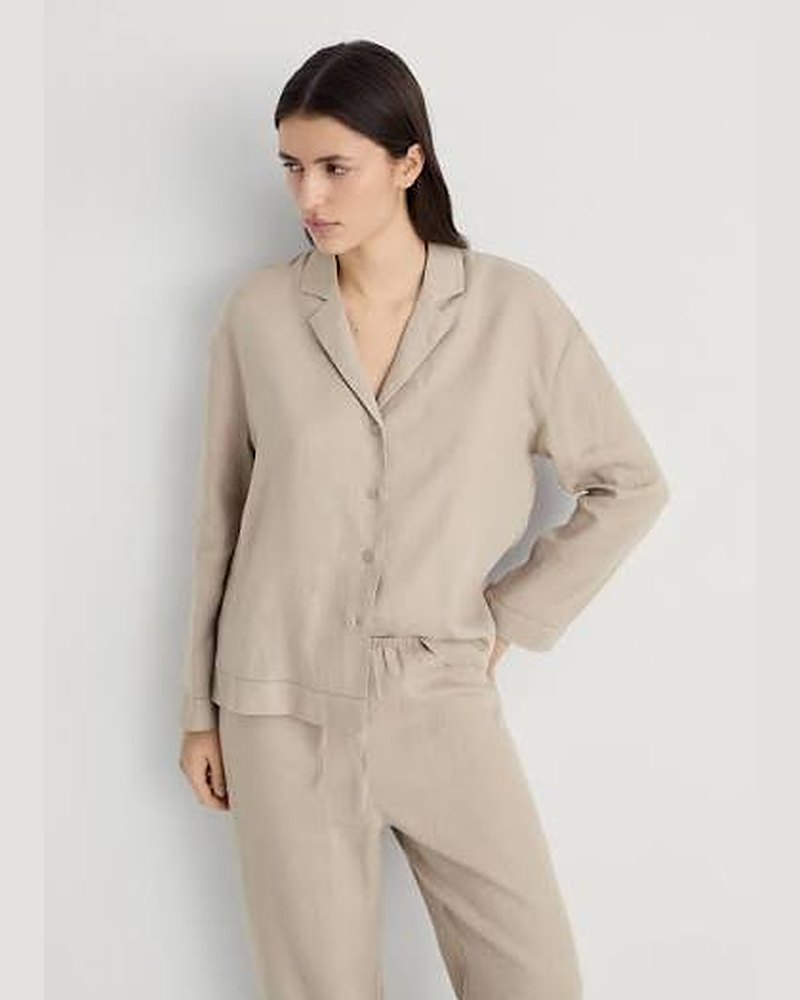 Keten Karışımlı Oversize Gömlek